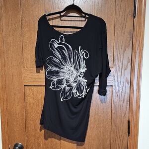 Off the Shoulder Floral Black Women's Top